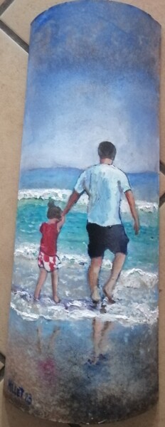 Painting titled "BALADE A LA PLAGE" by Erick Millet, Original Artwork, Acrylic
