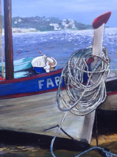 Painting titled "LA BARQUE CATALANE" by Erick Millet, Original Artwork, Acrylic