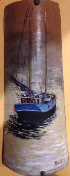 Schilderij getiteld "BATEAU" door Erick Millet, Origineel Kunstwerk, Acryl