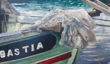 Painting titled "pêcheur de Bastia" by Erick Millet, Original Artwork, Acrylic