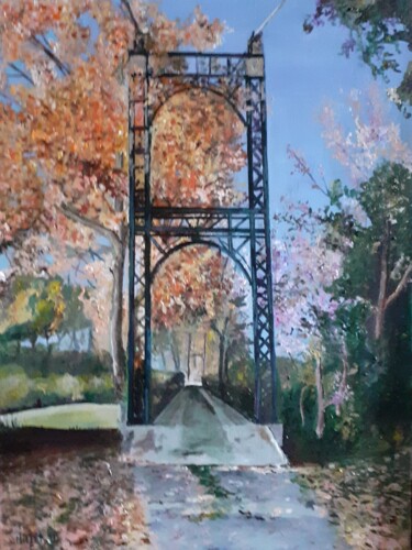 Painting titled "Pont de l'Ile aux p…" by Erick Millet, Original Artwork, Acrylic