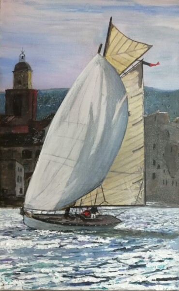 Painting titled "Saint Tropez dans l…" by Erick Millet, Original Artwork, Acrylic