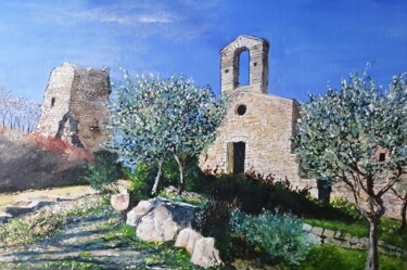 Painting titled "LA CHAPELLE DE MALM…" by Erick Millet, Original Artwork, Acrylic