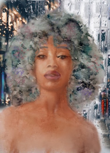 Цифровое искусство под названием "Black Woman" - Fm Looby, Подлинное произведение искусства, Цифровая живопись
