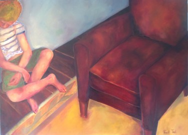 Painting titled "Le fauteuil vide" by Franck Tirel, Original Artwork, Oil