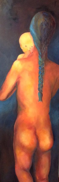 Peinture intitulée "Mère à la natte ble…" par Franck Tirel, Œuvre d'art originale, Huile