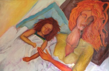 Painting titled "La sieste" by Franck Tirel, Original Artwork, Oil