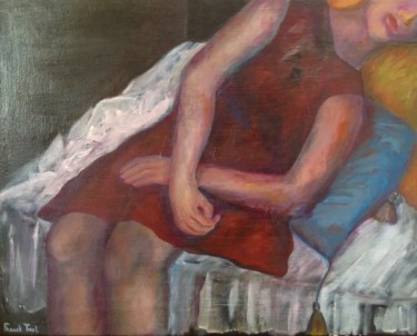 Peinture intitulée "Jeune fille assoupie" par Franck Tirel, Œuvre d'art originale, Huile