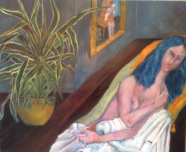 Painting titled "Dans le miroir" by Franck Tirel, Original Artwork, Oil