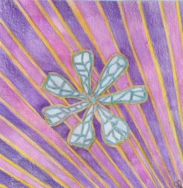 Dessin intitulée "Purple flower" par Farida Ritorno, Œuvre d'art originale, Conté