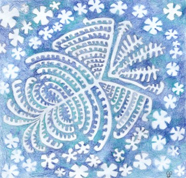 Dessin intitulée "Snowflake" par Farida Ritorno, Œuvre d'art originale, Conté