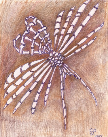 Drawing titled "Dragonfly" by Farida Ritorno, Original Artwork, Conté