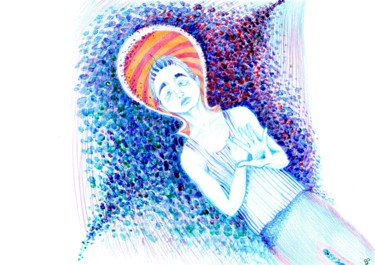 Рисунок под названием "personnage" - Farida Ritorno, Подлинное произведение искусства, Цветные карандаши