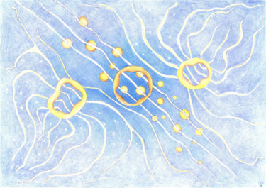 Рисунок под названием "Connectivity" - Farida Ritorno, Подлинное произведение искусства, Цветные карандаши
