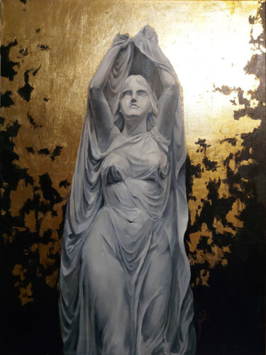 Ζωγραφική με τίτλο "Undine" από Folia Menthae, Αυθεντικά έργα τέχνης, Λάδι Τοποθετήθηκε στο Ξύλινο φορείο σκελετό