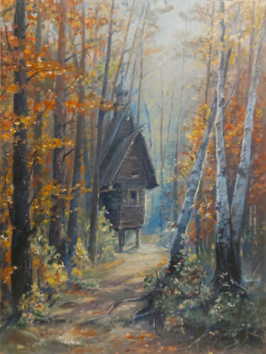 Painting titled "October" by Folia Menthae, Original Artwork, Oil Mounted on Cardboard