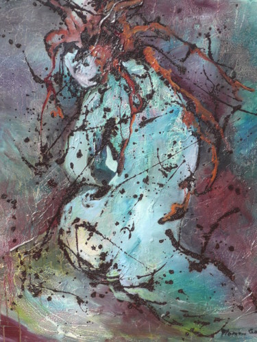 Peinture intitulée "la rousse" par Florence Mouillot-Gaultier, Œuvre d'art originale