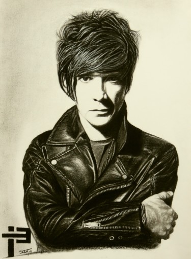 Drawing titled "Nicolas Sirkis" by Fam, Original Artwork, Pencil