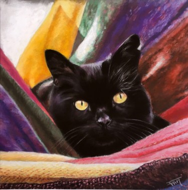 "Ninou dans le hamac" Dessin intitulée ""Ninou dans le hama…" par Fam, Œuvre d'art originale, Pastel