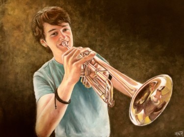 Dibujo titulada ""Trompette joyeuse"" por Fam, Obra de arte original, Pastel