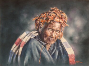 Drawing titled ""La doyenne", d'apr…" by Fam, Original Artwork, Pastel