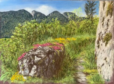 Drawing titled ""la voie romaine"" by Fam, Original Artwork, Pastel