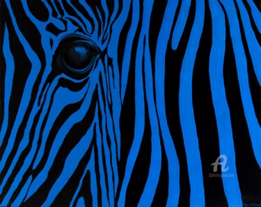 Pittura intitolato "1-zebra-africa-e131…" da Régine Folligné, Opera d'arte originale, Olio