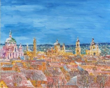 Картина под названием "Стаpaя Вильна с хол…" - Владимиp Кольцов, Подлинное произведение искусства, Масло