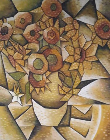 Pintura titulada "Girassois Cubismo" por Cydah Cabral, Obra de arte original, Oleo