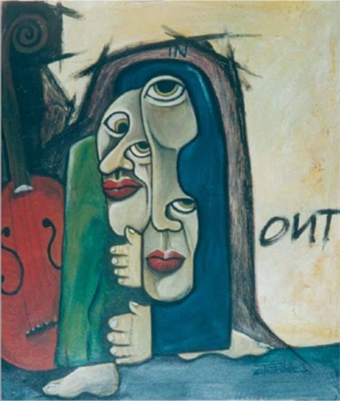 Peinture intitulée "In & Out" par C.Fontenelle, Œuvre d'art originale, Huile