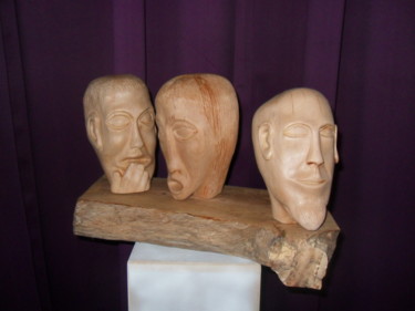 Skulptur mit dem Titel "LA RUMEUR" von Forcadolmu, Original-Kunstwerk, Holz