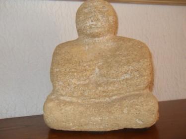 Sculpture intitulée "Bouddha à deux visa…" par Forcadolmu, Œuvre d'art originale, Pierre