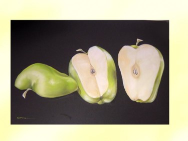 Pintura titulada "manzana verde" por Gahel Lozano, Obra de arte original
