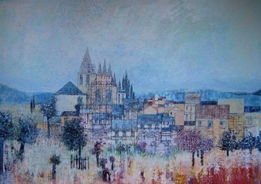 Peinture intitulée "Old town" par Michel Maréchal, Œuvre d'art originale