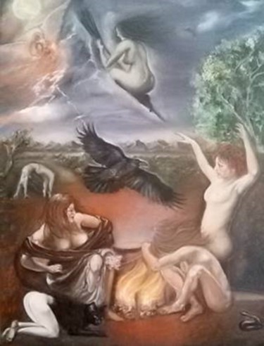 Pittura intitolato "" Eul Masques eud V…" da Svetlana Nesterova, Opera d'arte originale, Olio