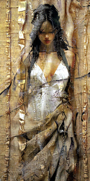 Printmaking titled "GOLD WOMAN" by Fortunato Garcia, Original Artwork, Digital Print