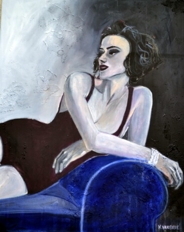 Painting titled "FEMME SUR UN CANAPE…" by Vareille Sorbac, Original Artwork, Oil