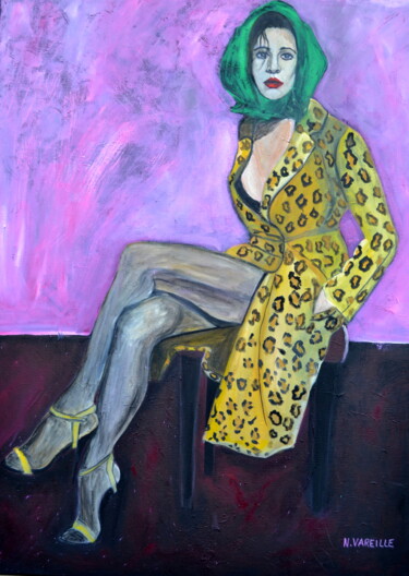 Painting titled "FEMME AU FOULARD VE…" by Vareille Sorbac, Original Artwork, Oil