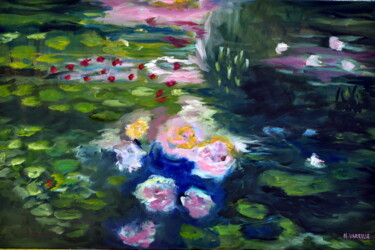 Peinture intitulée "PAYSAGE AVEC NENUPH…" par Vareille Sorbac, Œuvre d'art originale, Huile