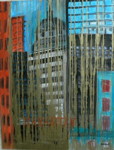 Painting titled "MANHATTAN" by Vareille Sorbac, Original Artwork, Oil