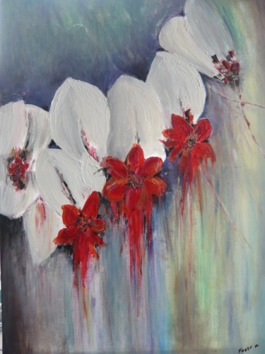 Peinture intitulée "les fleurs saignent" par Nicole Fossé, Œuvre d'art originale