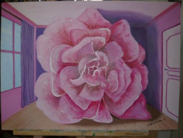 Картина под названием "Rose Rose" - Nicole Fossé, Подлинное произведение искусства, Масло