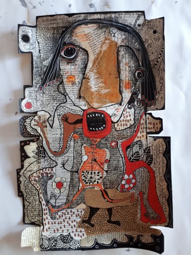 Drawing titled "Clown" by Dominique Fossey, Original Art, Pencil