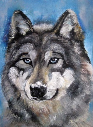 Painting titled "Волк / Wolf" by Svetlana Popova, Original Artwork