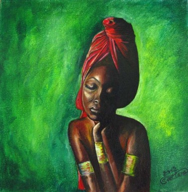 Картина под названием "Африканские мечты /…" - Svetlana Popova, Подлинное произведение искусства, Масло