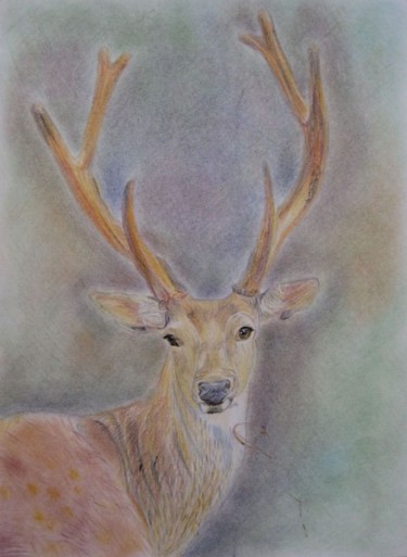 Painting titled "Олень / Deer" by Svetlana Popova, Original Artwork