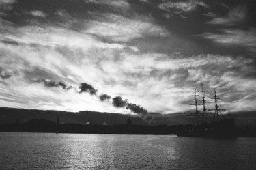Photography titled ""Ship under the bla…" by Andrei Korolev, Original Artwork, Analog photography