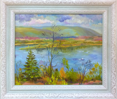 Картина под названием "Волга весной" - Елена Малахова, Подлинное произведение искусства, Масло