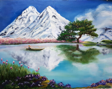 绘画 标题为“Горное озеро” 由Елена Малахова, 原创艺术品, 油