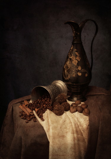Цифровое искусство под названием "Jug and coffee" - Dark, Подлинное произведение искусства, Фотомонтаж